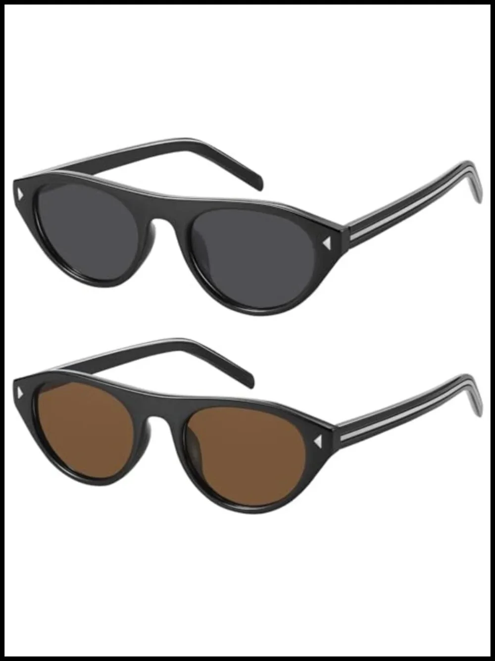 Retro Oval Sunglasses UV Protection Cat Eye Narrow Frame